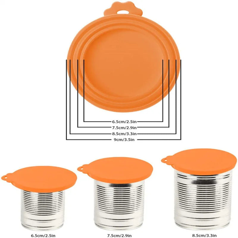 A set Reusable Pet Food Can Cover and Spoon