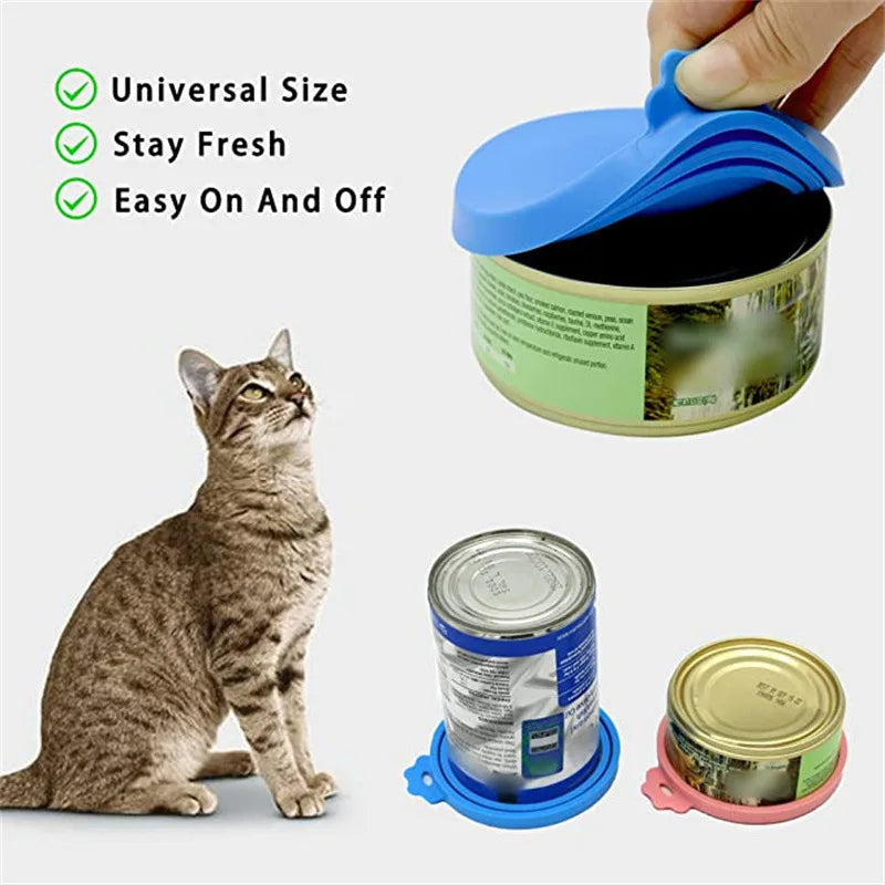 A set Reusable Pet Food Can Cover and Spoon
