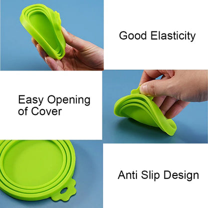 A set Reusable Pet Food Can Cover and Spoon