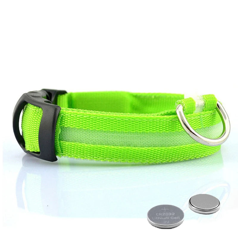 LED Dog Collar Light Anti-Lost Night Glow USB/Battery