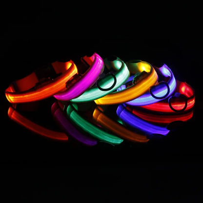 LED Dog Collar Light Anti-Lost Night Glow USB/Battery