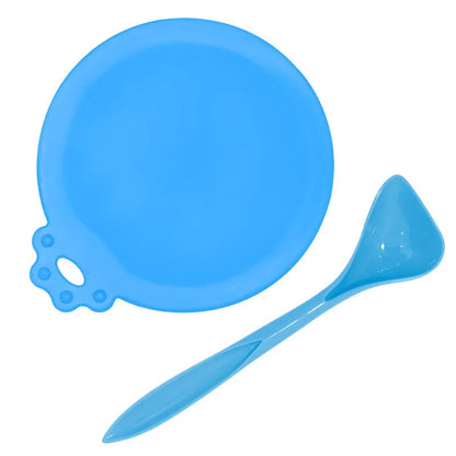 A set Reusable Pet Food Can Cover and Spoon