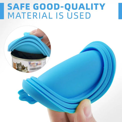 A set Reusable Pet Food Can Cover and Spoon