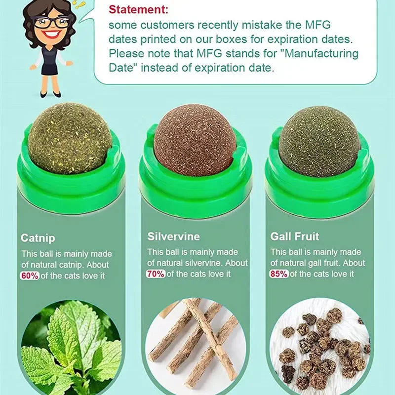 Catnip Cat Wall Stick-on Ball Toy