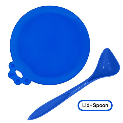 A set Reusable Pet Food Can Cover and Spoon